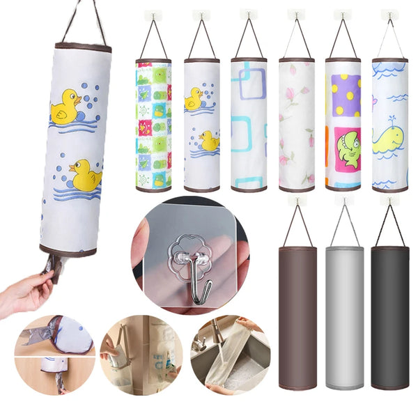 1pcs Trash Hanging Storage Plastic Bags Organization Kitchen Dispenser Garbage Wall Grocery Holder Home Dispenser Hanging Bag